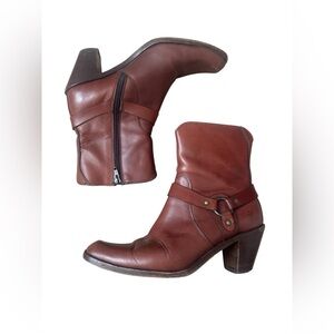 Frye Romy Ring harness Ankle Riding boots Brown Leather Western